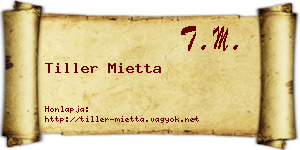 Tiller Mietta névjegykártya